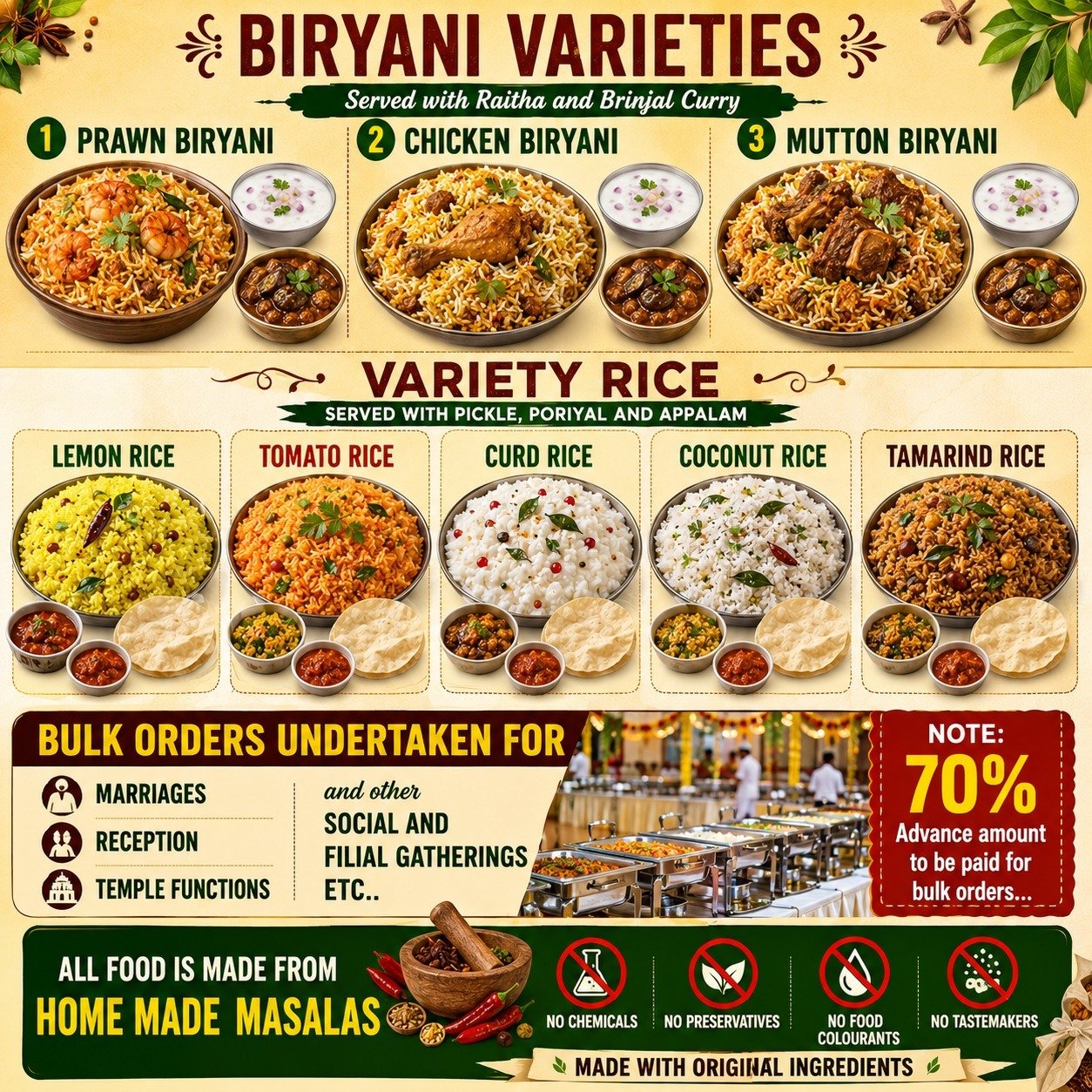 V Nandhini Home Made Food Variety Rice Menu Chennai