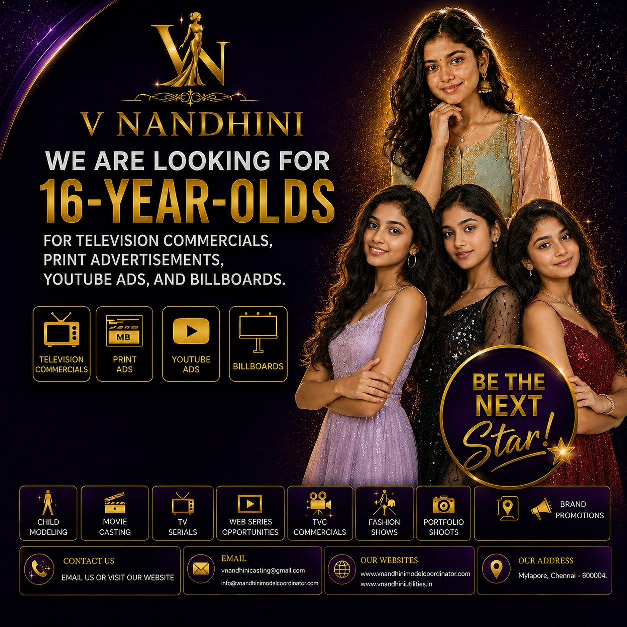 V Nandhini Model Coordinator Teenage Girls Model Recruitment Chennai