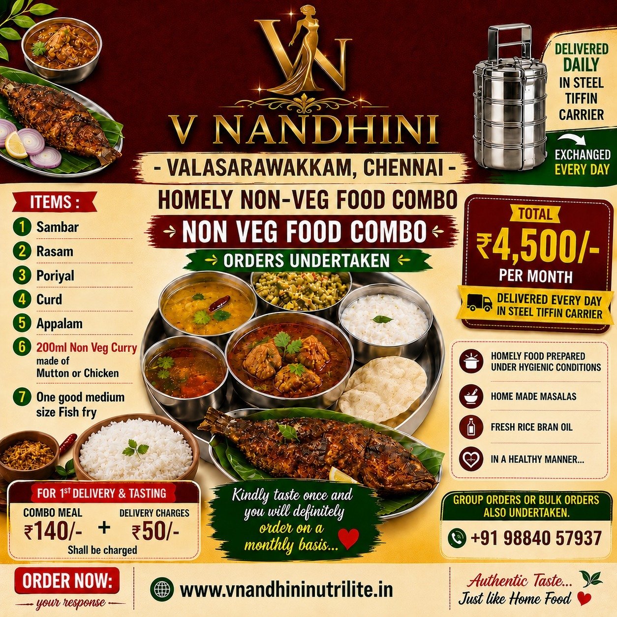V Nandhini Non Veg Food Combo Home Delivery Chennai
